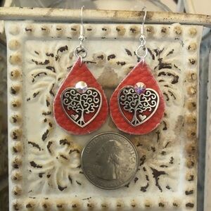 Pink Faux Leather Earrings